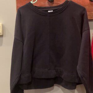 All In Motion Cotton Fleece Crewneck Sweatshirt Cropped Black M